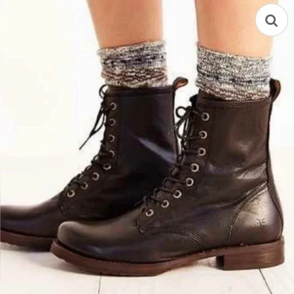 Frye Veronica leather lace up combat boots - Picture 2 of 16